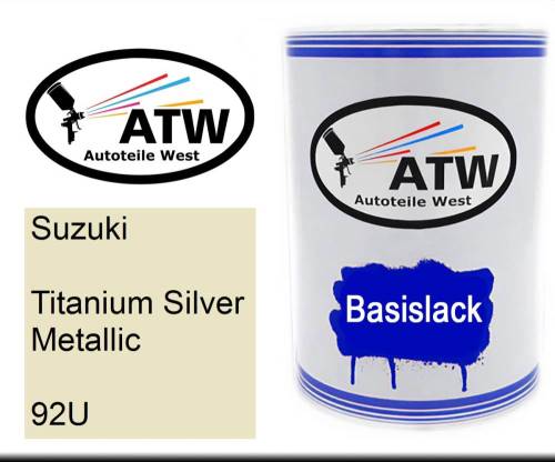 Suzuki, Titanium Silver Metallic, 92U: 500ml Lackdose, von ATW Autoteile West.